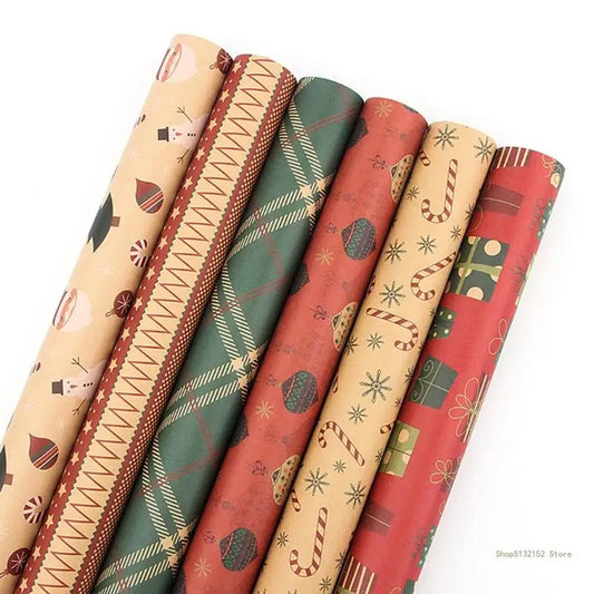 Retro Christmas Gift Wrapping Paper Bundle